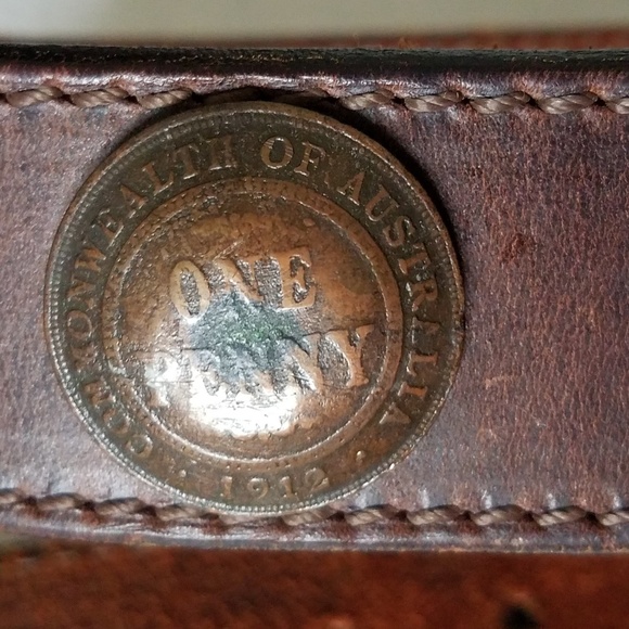 Vintage Australian Coin Concho Full Grain Leather Belt - Picture 3 of 8